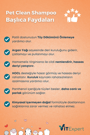 Pet Clean Tüy Döküm Önleyici Evcil Hayvan İçin Vitamin ve Doğal Yağlar Kedi ve Köpek Bakım Şampuanı Image 3