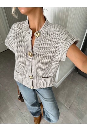 Kalın Örgü Triko Yelek Image 0