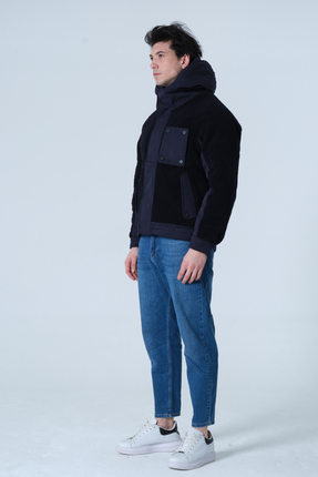 ERKEK MONT Kapüşonlu Pamuk Kumaş Detaylı Peluş Mont Image 3