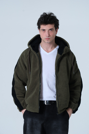 ERKEK MONT Erkek Oversize Peluş Mont Image 4