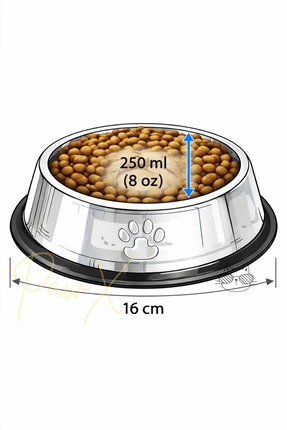 Devrilmez Kaydırmaz Taban Paslanmaz Çelik Kedi Köpek Mama ve Su Kabı 16 cm 250 ml 1 ADET Image 3