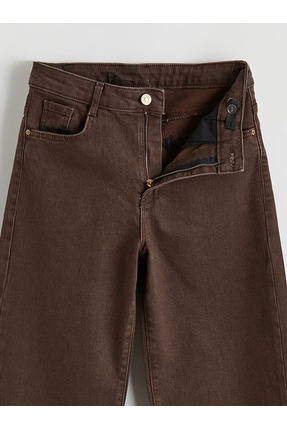 LCW Kids Kahverengi Wideleg Kız Çocuk Jean Pantolon Image 2