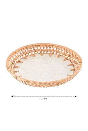 LCW HOME Kahverengi Dekoratif Hasır Tepsi 22 Cm Image 2