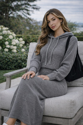 KAPÜŞÖNLÜ KADIN FİTİLLİ ELBİSE Image 2