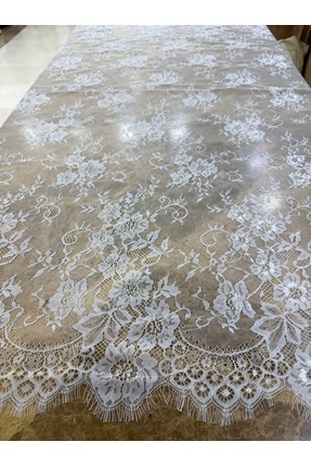 LEZ Fransız Dantel Kumaş | Çiçek Desenli, Saçaklı Kenar, 3 Metre Kupon (Fiyat 3 MT İçindir) Image 2