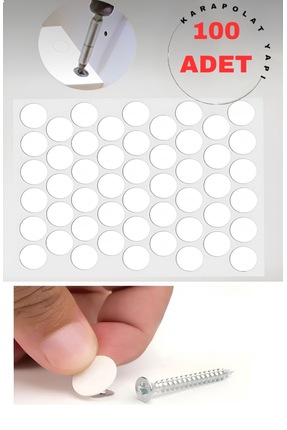 Yapışkanlı Yapıştırma Vida Tapası Tıpası Beyaz Vida Kapatıcı Kapağı (100Adet) Image 0