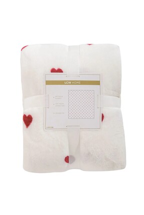 LCW HOME Kırmızı Kalp Desenli Çift Kişilik Battaniye Image 4