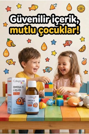 Omega-3 Kids Liquid & Multivitamin 150ml Çocuklar Için Portakal Aromalı Sıvı Balık Yağı Image 6