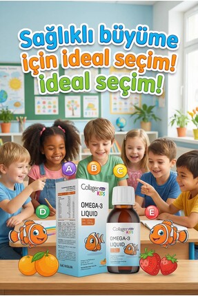 Omega-3 Kids Liquid & Multivitamin 150ml Çocuklar Için Portakal Aromalı Sıvı Balık Yağı Image 2