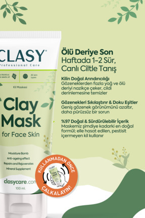 Kil Maskesi, Gözenek Sıkılaştırıcı, Leke Karşıtı, Nemlendirici Image 1