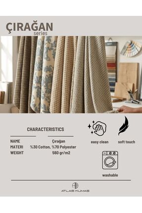 Atlas Kumaş Şönil Çırağan Serisi Döşemelik ve Perdelik Kumaş Image 3