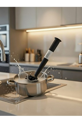 Vantuzlu Plastik Bulaşık Fırçası bulaşık teli Siyah Image 3