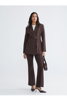LCW VisionKahverengi Beli Kemerli Kadın Blazer Ceket Image 1