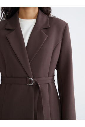LCW VisionKahverengi Beli Kemerli Kadın Blazer Ceket Image 2