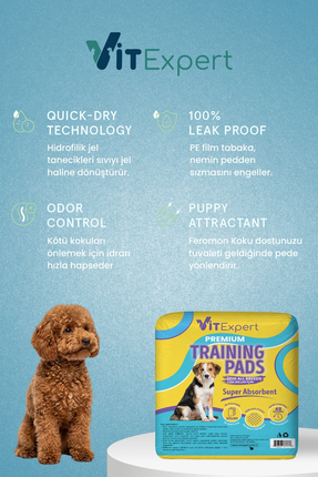 Premium Training Pads Süper Emici & Kaydırmaz Kedi Köpek Tuvalet Eğitim Çiş Pedi 60x90 cm 30'lu Image 1