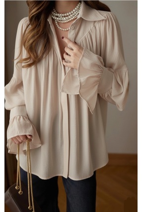 Büzgü Ve Kol Detaylı Gömlek Image 1