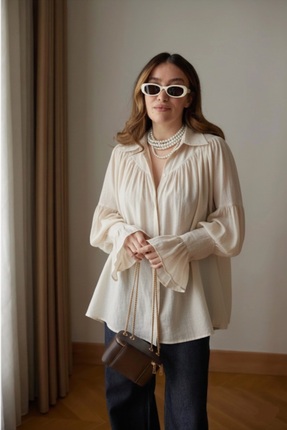 Büzgü Ve Kol Detaylı Gömlek Image 3