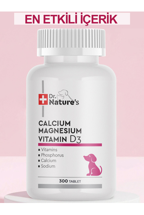 Köpekler İçin Kalsiyum ve Magnezyum D3 – Kemik, Diş ve Kas Gelişimini Destekleyen 300 Tablet Image 0