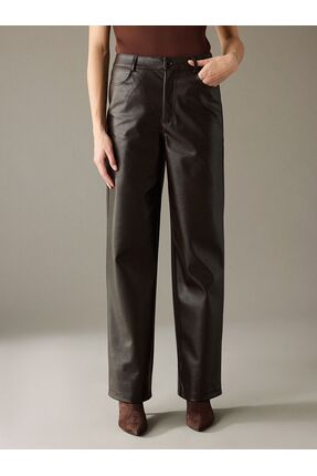 LCW Vision Standart Fit Kadın Deri Görünümlü Pantolon Image 1
