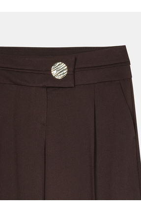 72244 Gold Düğmeli Geniş Paça Pantolon-Kahve Image 6