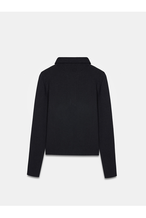 10862 Kaşmir Karışımlı Fermuarlı Kazak-Siyah Image 5