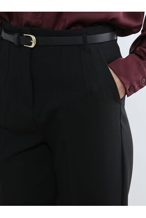 Beli Kemerli Kadın Cigarette Kumaş Pantolon Image 1
