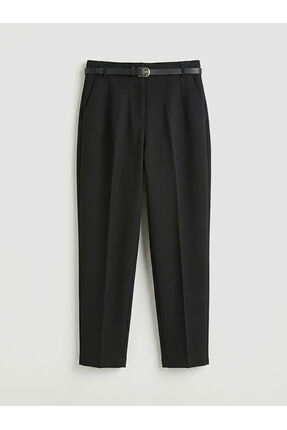 Beli Kemerli Kadın Cigarette Kumaş Pantolon Image 3