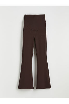 Kahverengi Karın Panelli İspanyol Paça Hamile Tayt Pantolon Image 4
