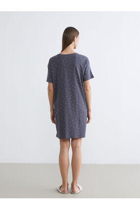 PATENTH'DEN Gri Bisiklet Yaka Baskılı Hamile Gecelik Image 3