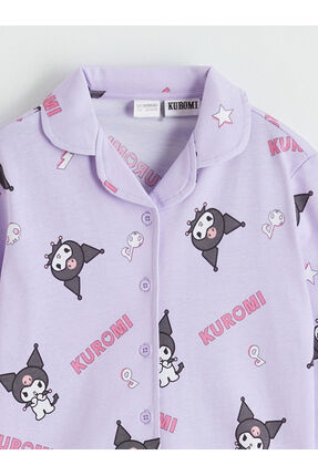 RMZ GİYİM FARKIYLA Gömlek Yaka Kuromi Baskılı Kız Çocuk Pijama Takımı Image 4