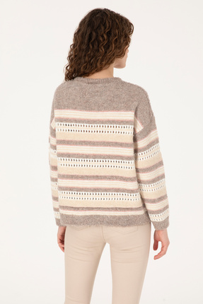 Kadın Krem Kazak 50310205-VR256 Image 4