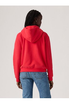 KADIN FERMUARLI KAPÜŞON YAKA KIRMIZI SWEATSHİRT 001U1-0002 Image 1