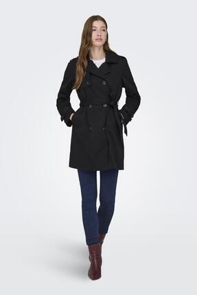 ONLDISA LIFE Kadın Trençkot Düğmeli Uzun Kaban Image 4