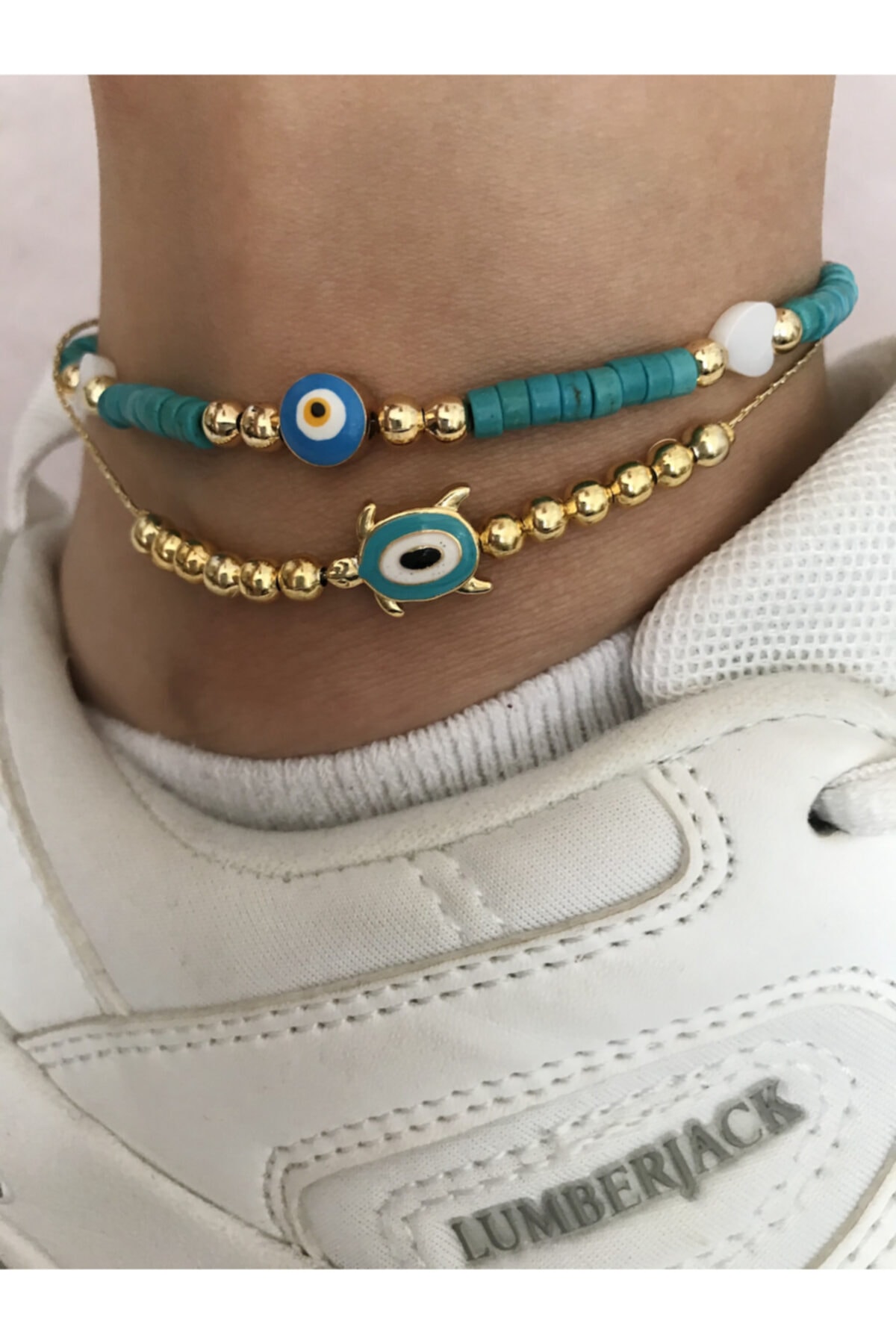 NEPTUNE DESIGN Nazar Boncuklu Halhal Turkuaz Boncuklu