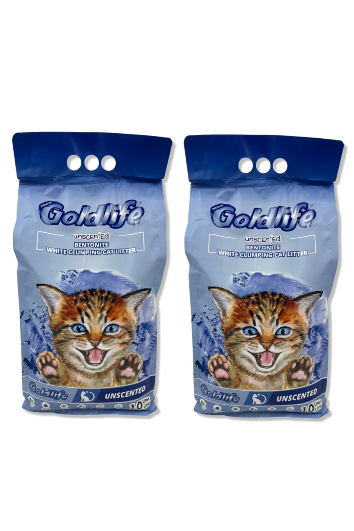 Goldlife Kokusuz Topaklanan Kedi Kumu %100 Doğal Bentonit (2X10LİTRE)
