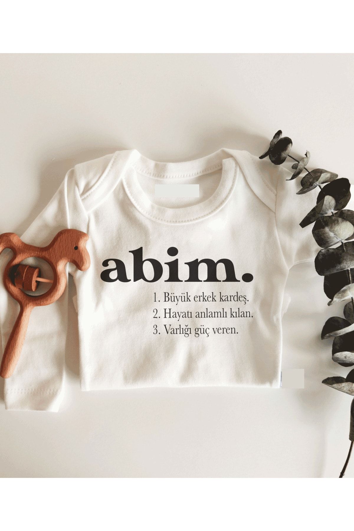 Limon Abim Yazılı Uzun Kol Çıtçıtlı Organik Bebek Body