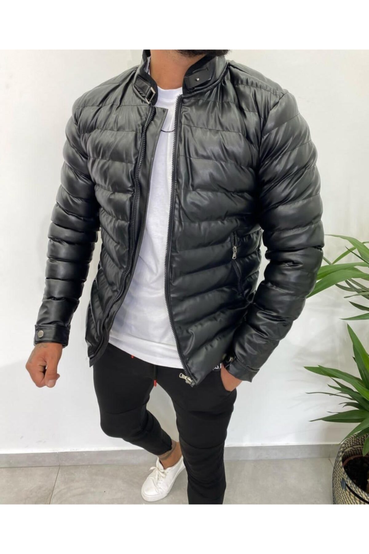 BRO CLOTHING Kalın Kürklü Deri Mont