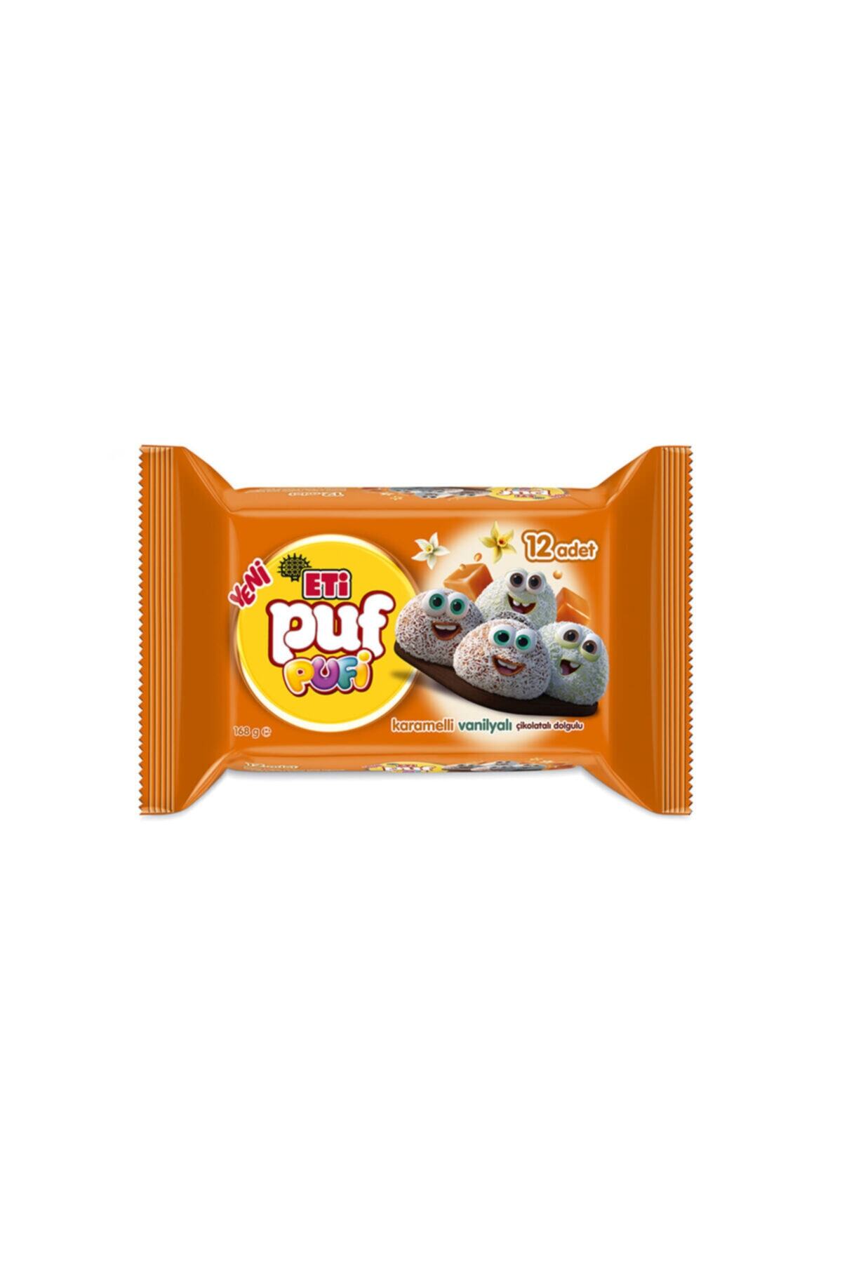 Eti Puf Pufi Karamel Vanilya Çikolata Dolgulu Bisküvi 168 G