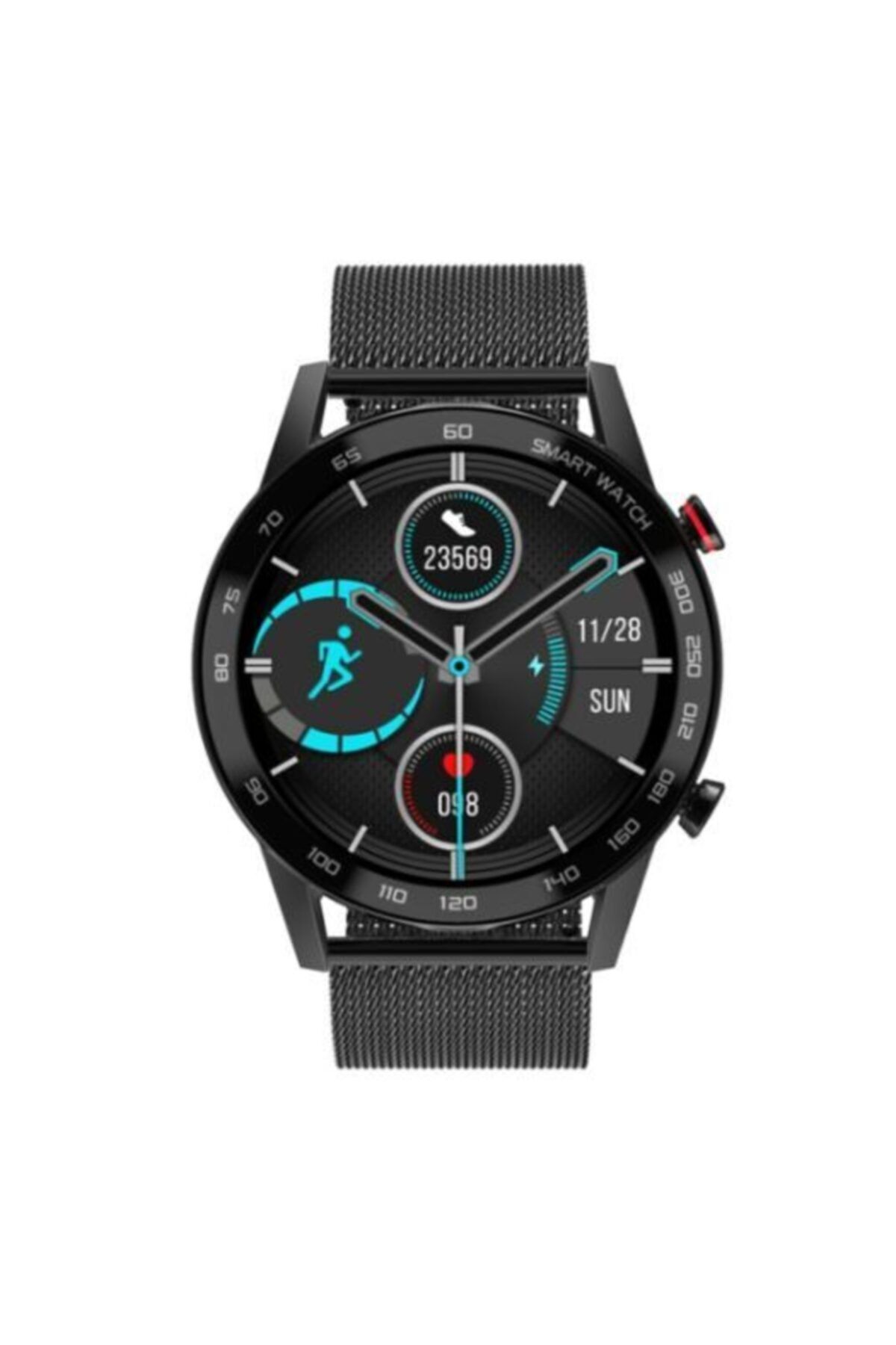 TECHNOMEN Dt95 Business & Spor Ve Bluetooth Özellikli Yuvarlak Akıllı Saat - Siyah Hasır Kordon