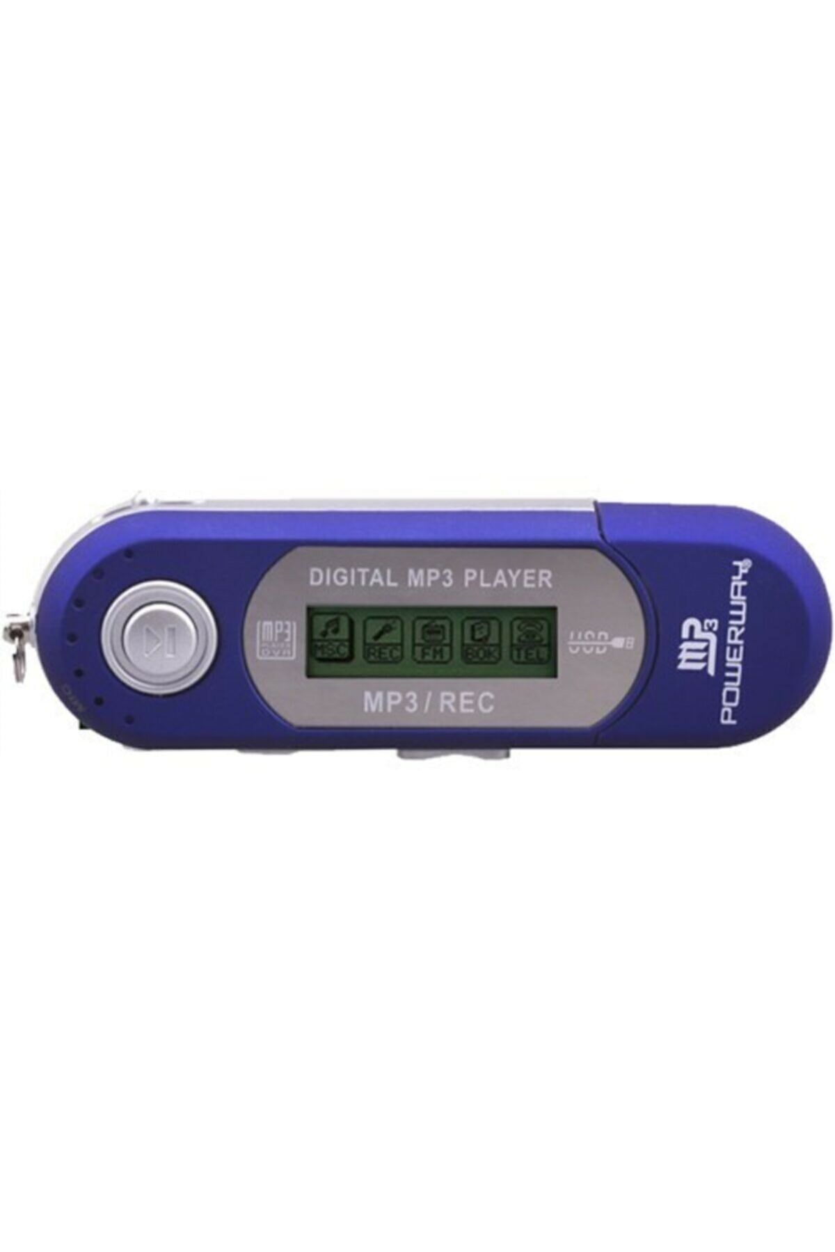 POWERWAY Pw01 Fm Radyolu Pilli 4gb Dahili Hafızalı Usb Girişli Müzik Mp3 Player Çalar - Mavi