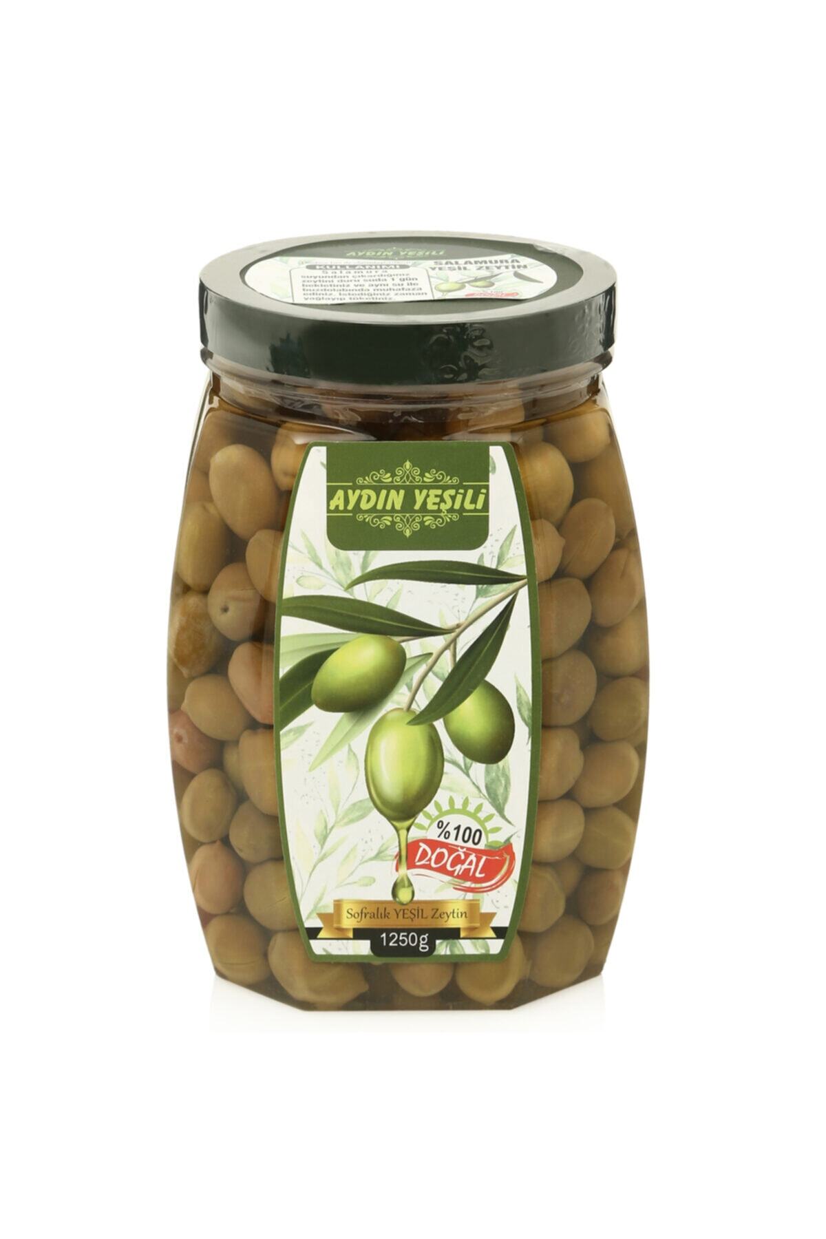 Aydın Yeşili Doğal Salamura Yeşil Çizik Zeytin 2 lt 1250 gr