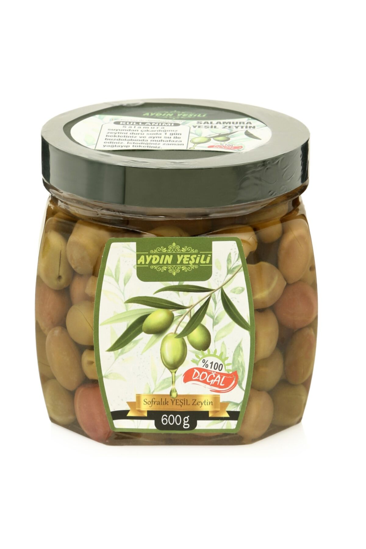 Aydın Yeşili Doğal Salamura Yeşil Çizik Zeytin 600 gr