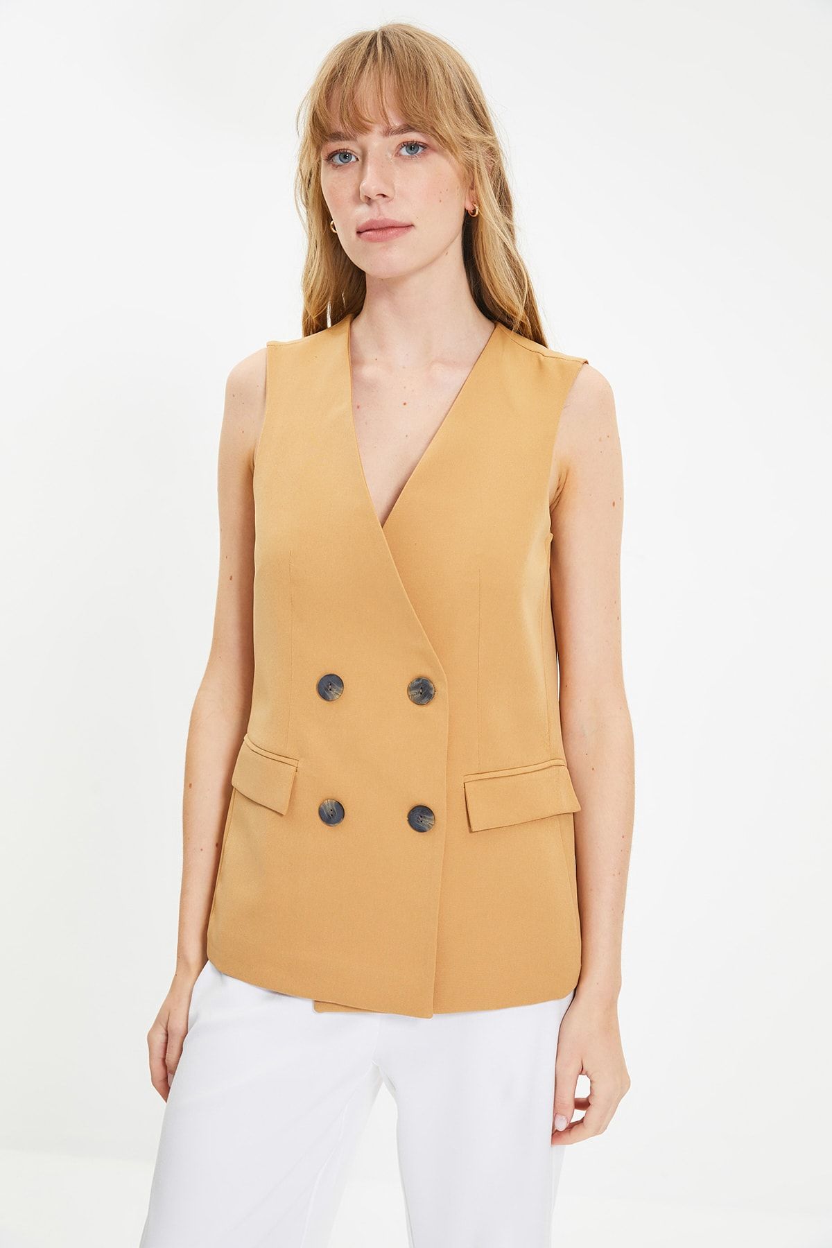 TRENDYOLMİLLA Camel Cepli Yelek TWOAW22YE0081