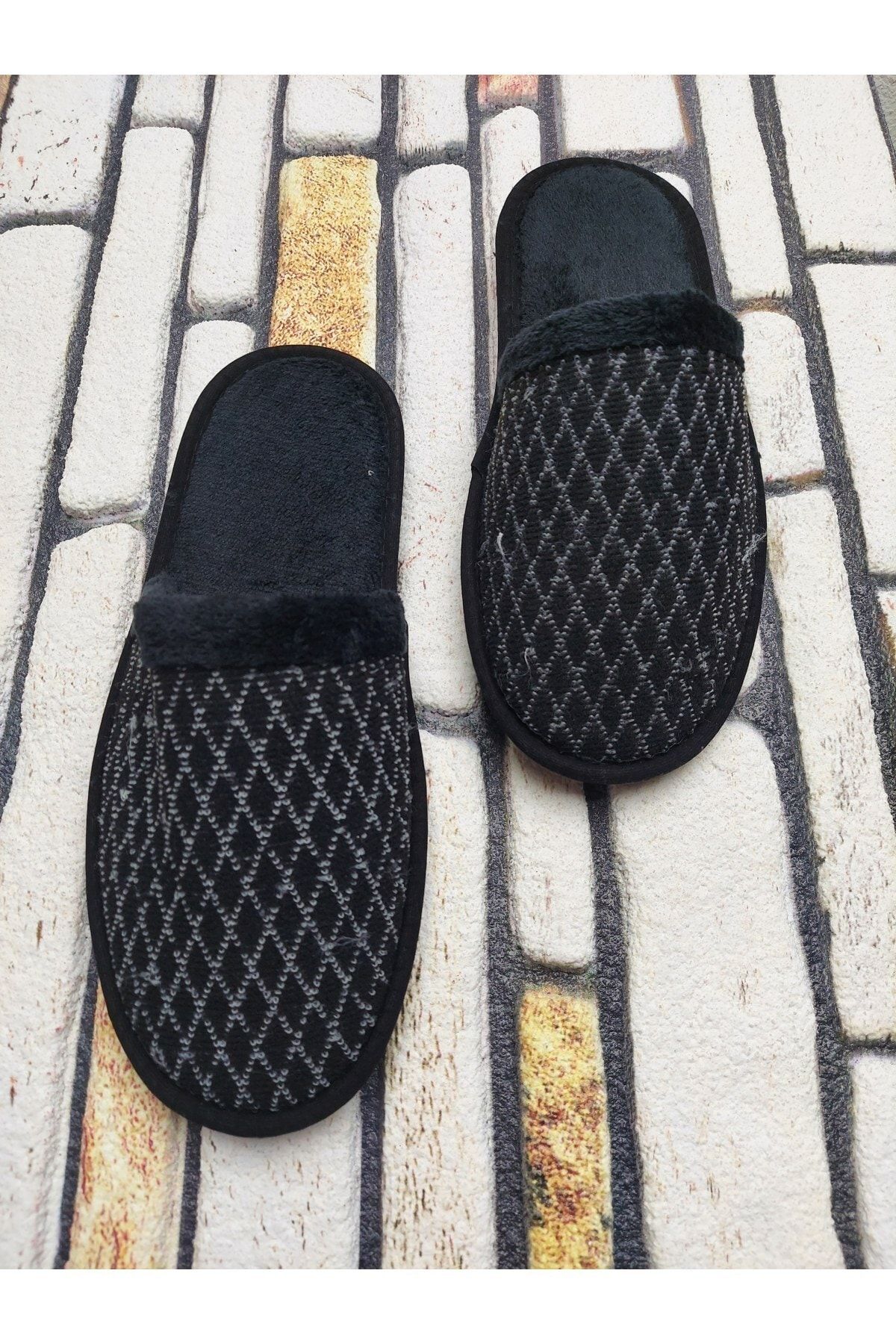 GEZER Yumuşacık Erkek Kışlık Ev Terlik Siyah