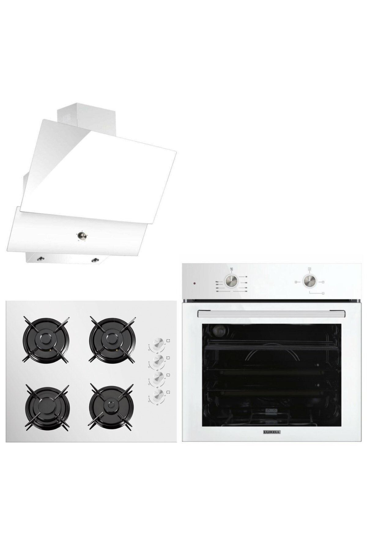 Luxell Beyaz Silver Ankastre Set