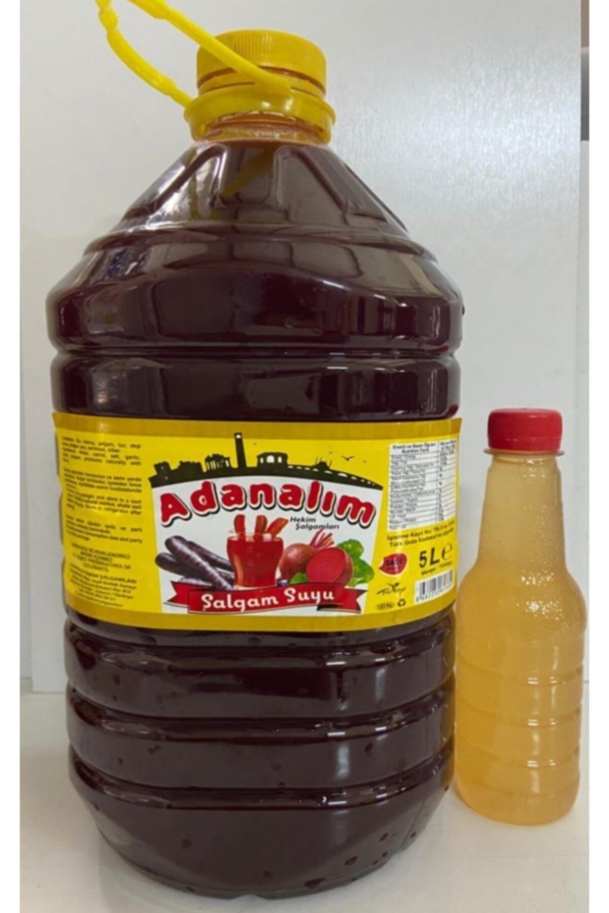 ADANALI HEKİM ŞALGAMLARI 5 Litre Pet Şişe 1 Adet Doğal Sade Adana Şalgam Suyu Acı Sos