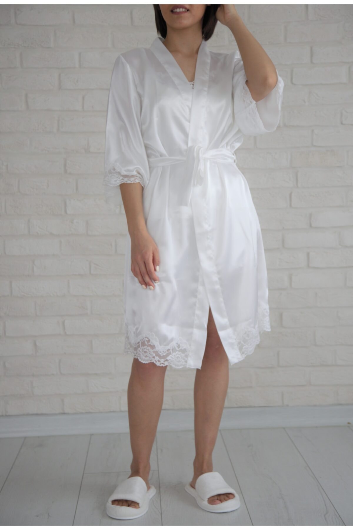 Gelin Güncemiz Dantelli Saten Sabahlık