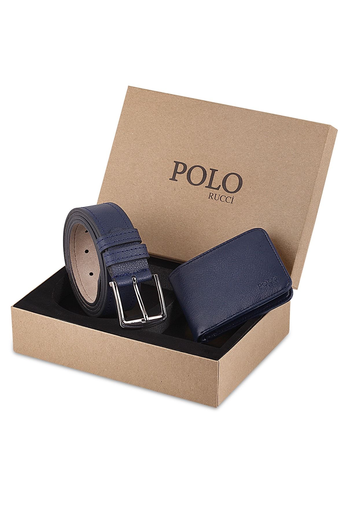 POLO Rucci Kutulu Erkek Lacivert Kemer Cüzdan Seti