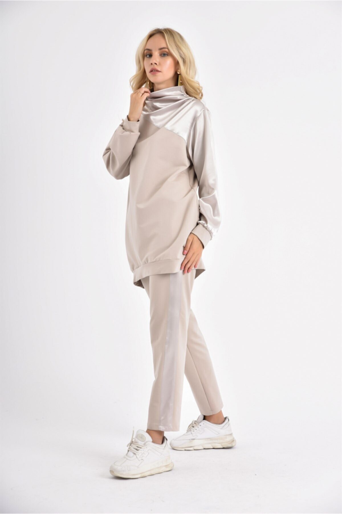 FTZ WOMEN Ftz Saten Garni Iki Ip Takım Beıge