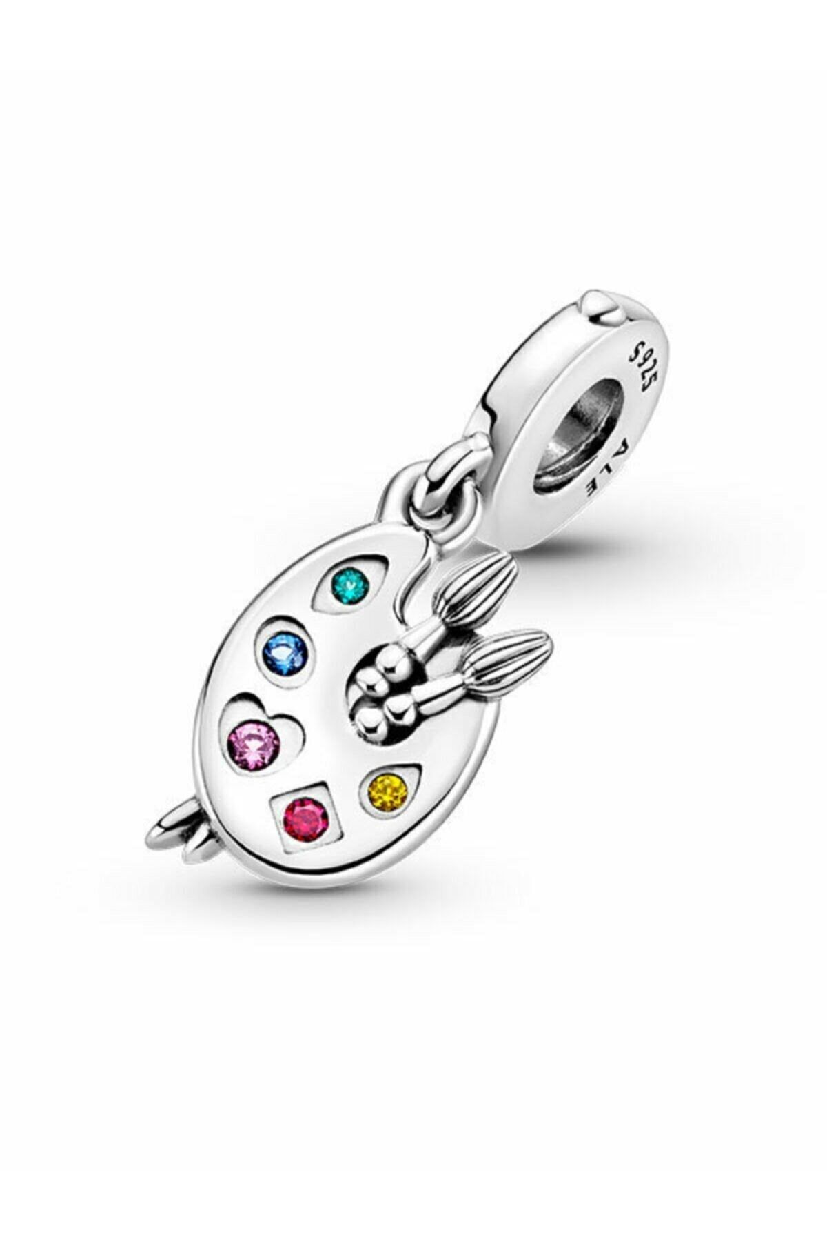 ESJ 925 Ayar Gümüş Ressam Paleti Sallantılı Pandora Charm I